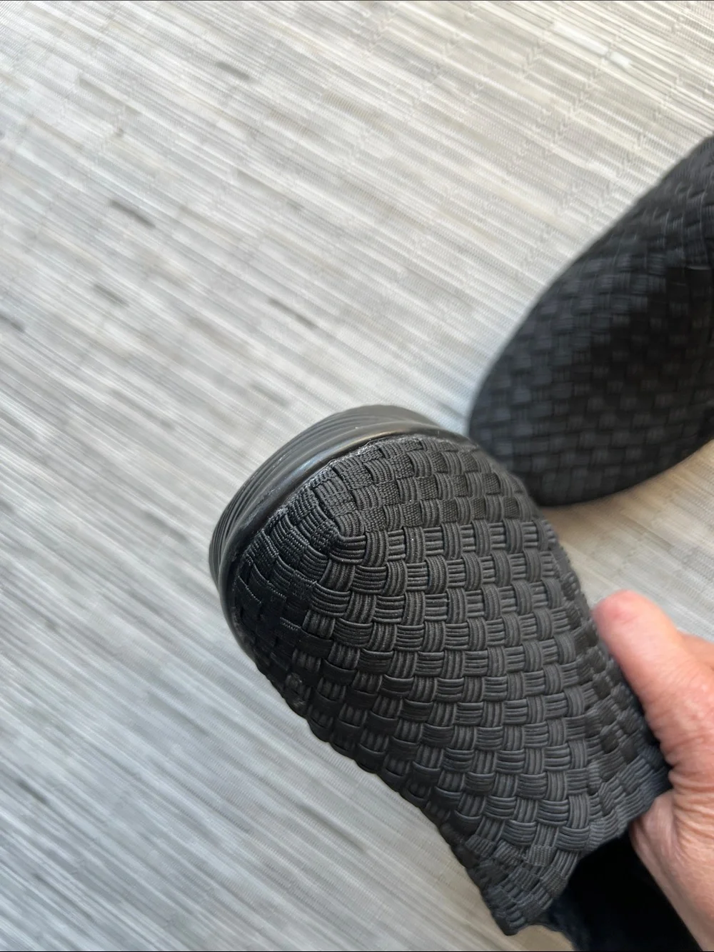 Bernie Mev Black Woven Elastic Slip-On Wedges- Size 37 / US 6.5-7